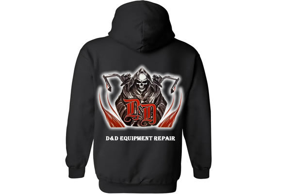 D & D Equipment Repair | Black hooded sweatshirt